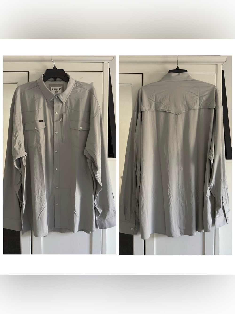Poncho The San Saba Long Sleeve Shirt in Grey Men's Size XXL Regular Fit